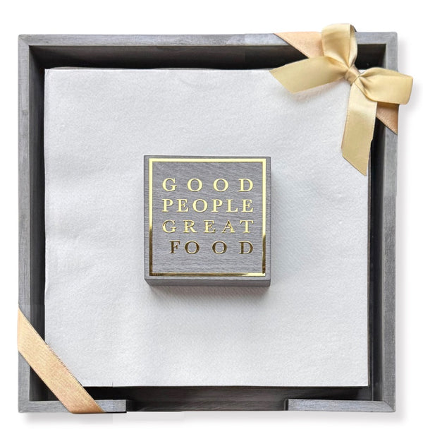 Good People Great Food Smoked Oak Dinner Napkin Set