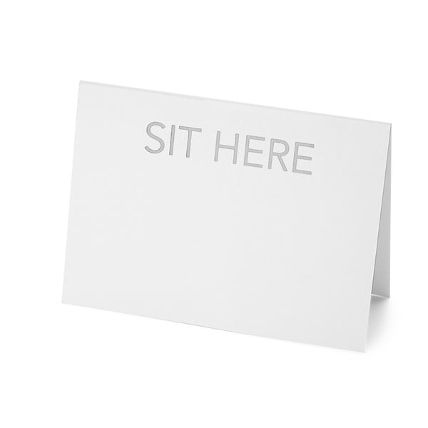 Sit Here Place Card: Silver