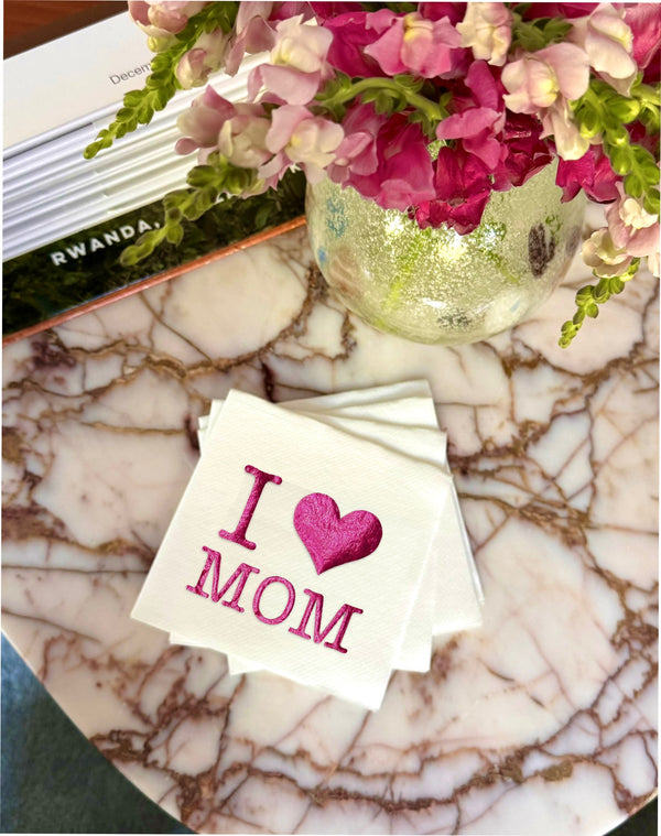 I love Mom Metallic Cocktail Napkins