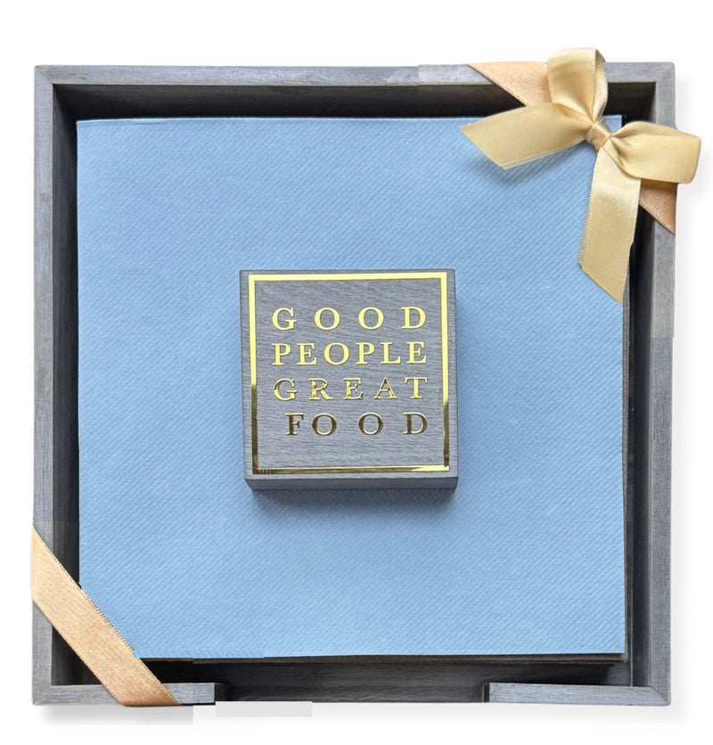 Good People Great Food Smoked Oak Dinner Napkin Set