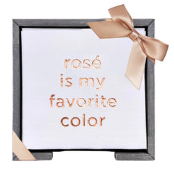 Rosé is My Favorite Color Smoked Oak Cocktail Napkin Hostess Set