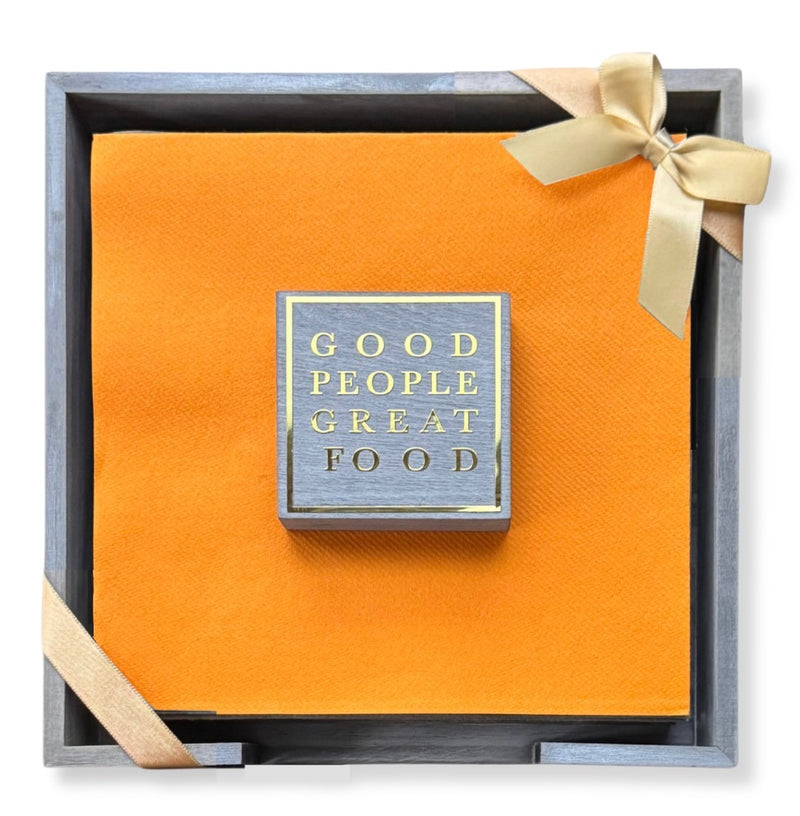 Good People Great Food Smoked Oak Dinner Napkin Set