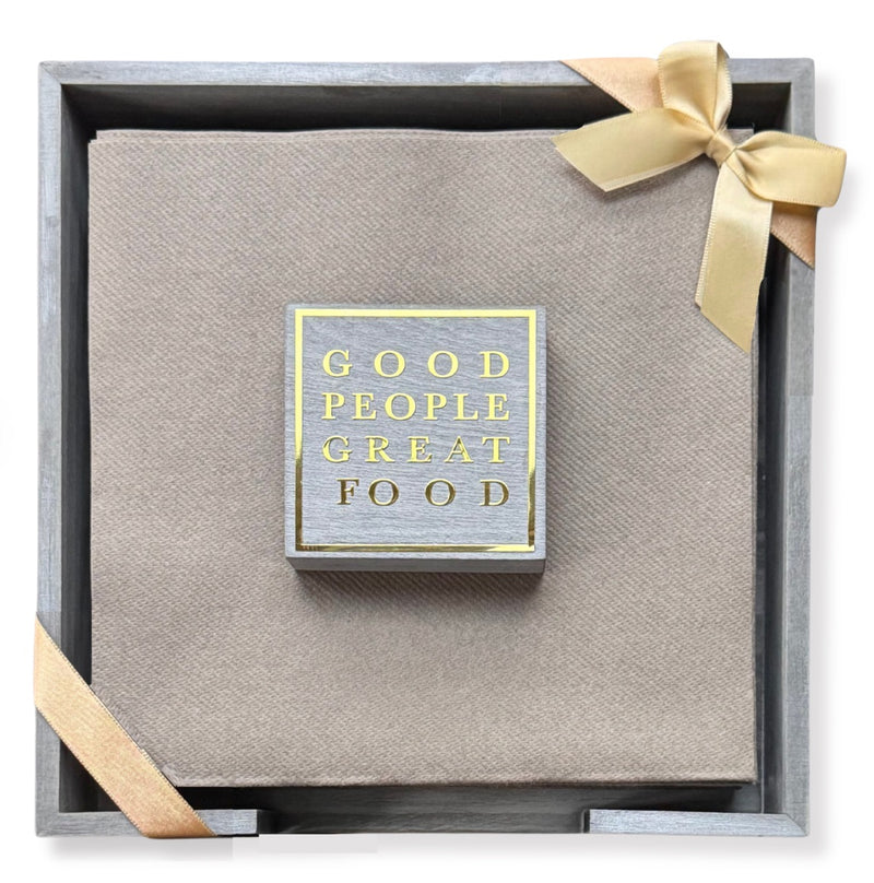 Good People Great Food Smoked Oak Dinner Napkin Set