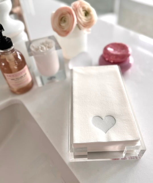 Love You Silver Heart Guest Towel Hostess Set