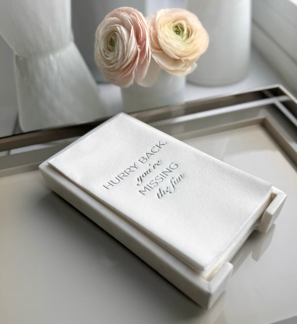 Marble Guest Towel Hostess Set: Hurry Back