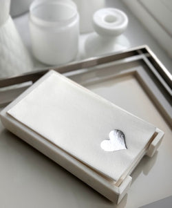 Marble Guest Towel Hostess Set: Silver Heart