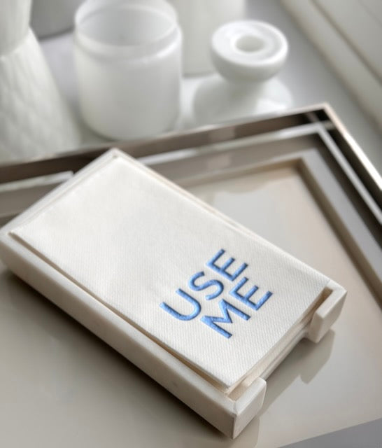 Marble Guest Towel Hostess Set: USE ME Blue