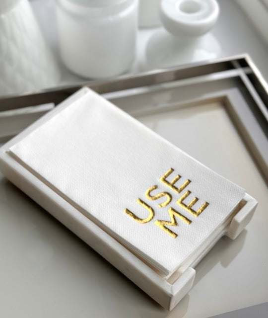 Marble Guest Towel Hostess Set: USE ME Gold