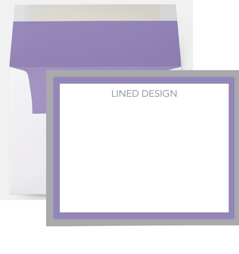 LAVENDER TWO TONE BORDER CARD WITH LINED ENVELOPE:     Customizable