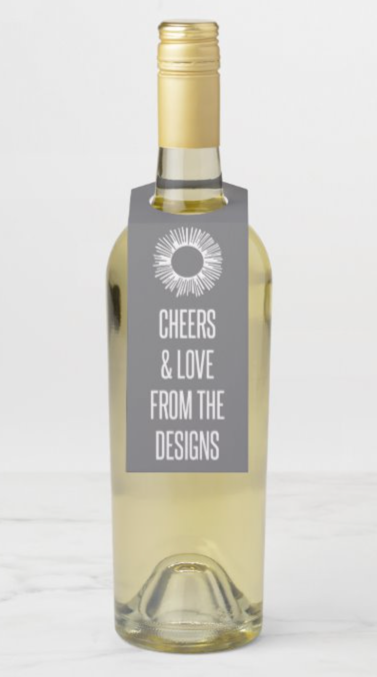 Cheers & Love Sunburst Wine Bottle Tag
